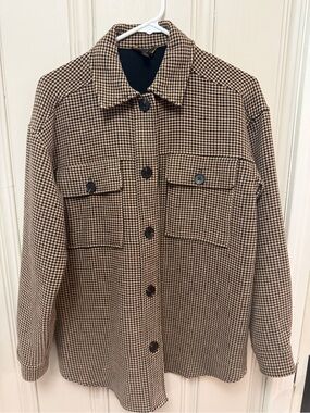 From Anthropologie Houndstooth Shacket Jacket Size Small, Awesome piece!!
